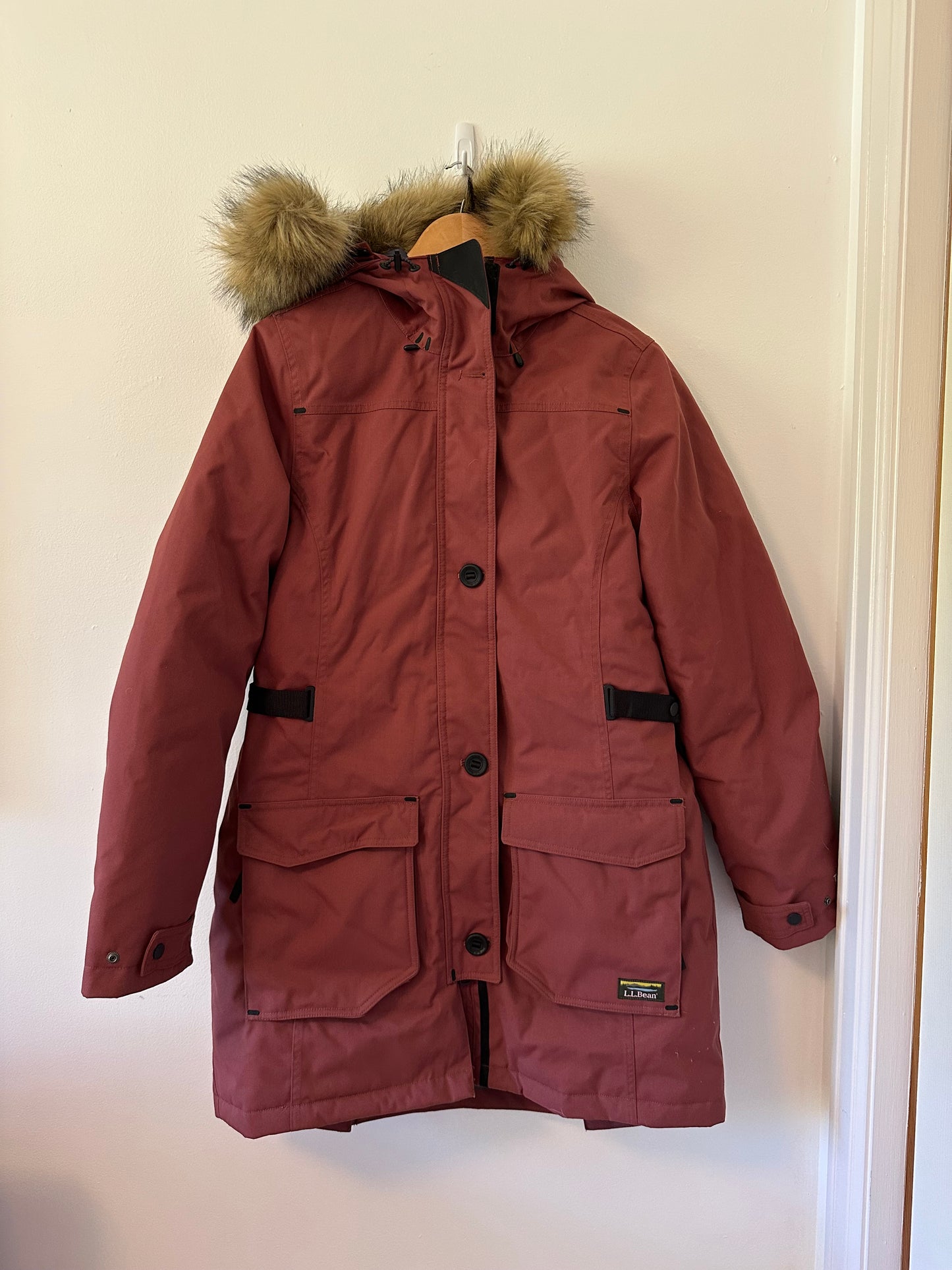 L.L. Bean - Women’s Maroon Maine Mountain Parka with Faux Fur Hood | Size Medium