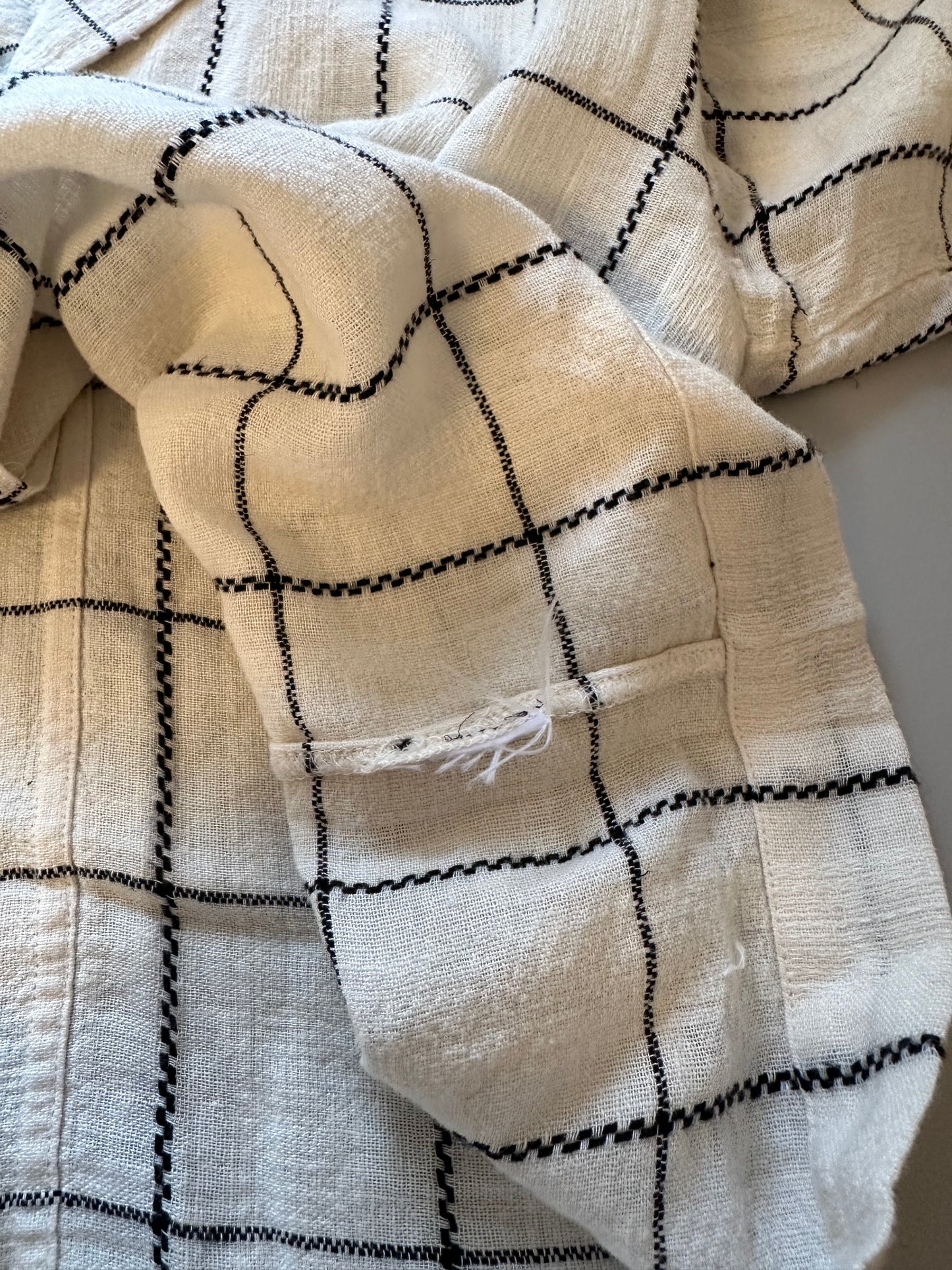 Madewell Linen-Blend Resort Crop Shirt in Windowpane | Size XS