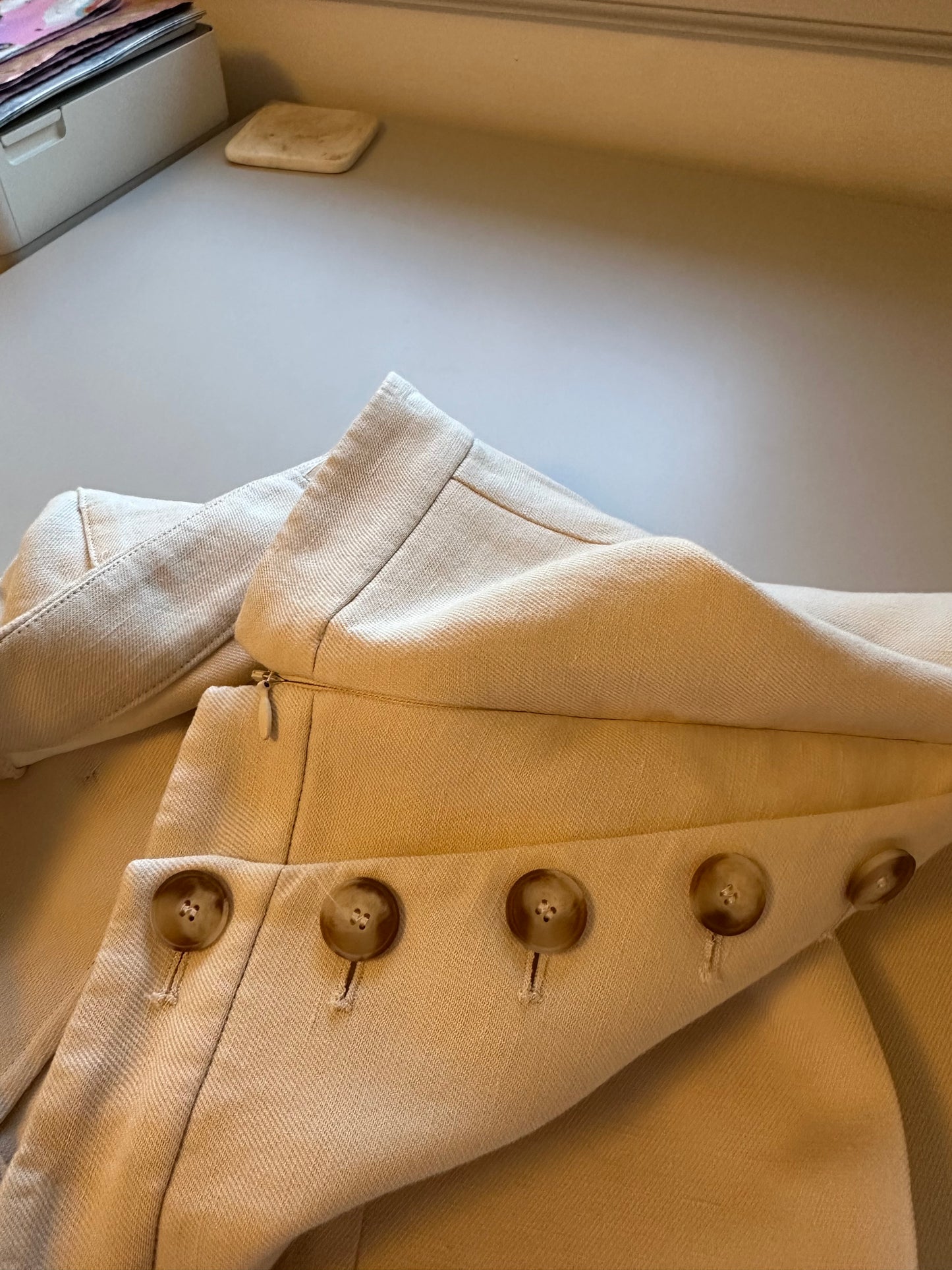 Sezane Marino Wide Leg High Waist Trousers in Ecru | Size 4