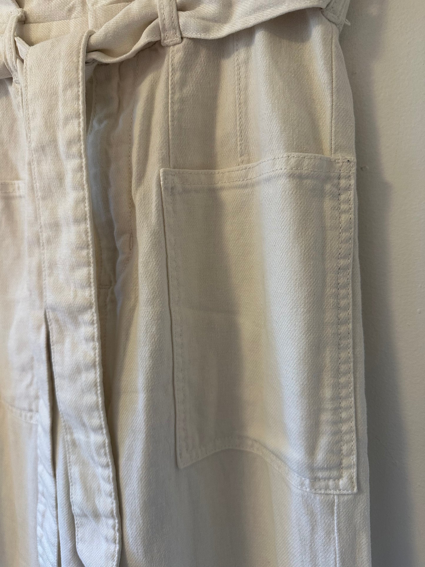 Joe's Jeans White Paper Bag Waist Straight Leg Cotton Pants