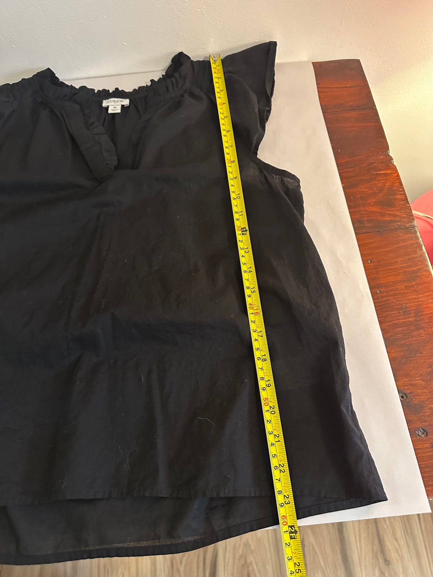 J. Crew Flutter Sleeve Black Women's Cotton Top - Size Medium