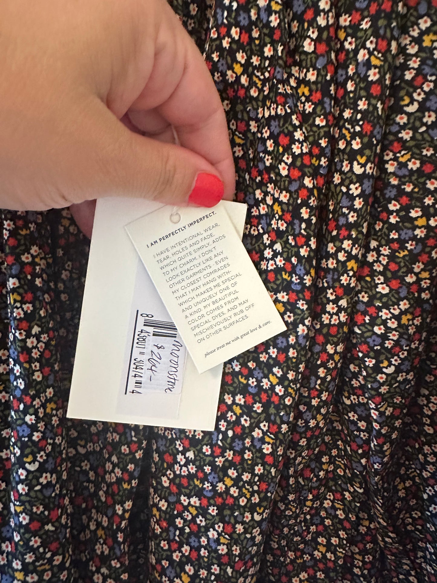 The Great. The Moonstone Top - Dark Navy Mini Wildflower Print Size 0