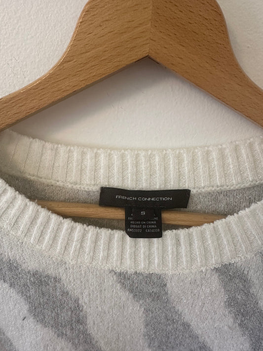 French Connection Gray and White Zebra Women's Sweater Size S