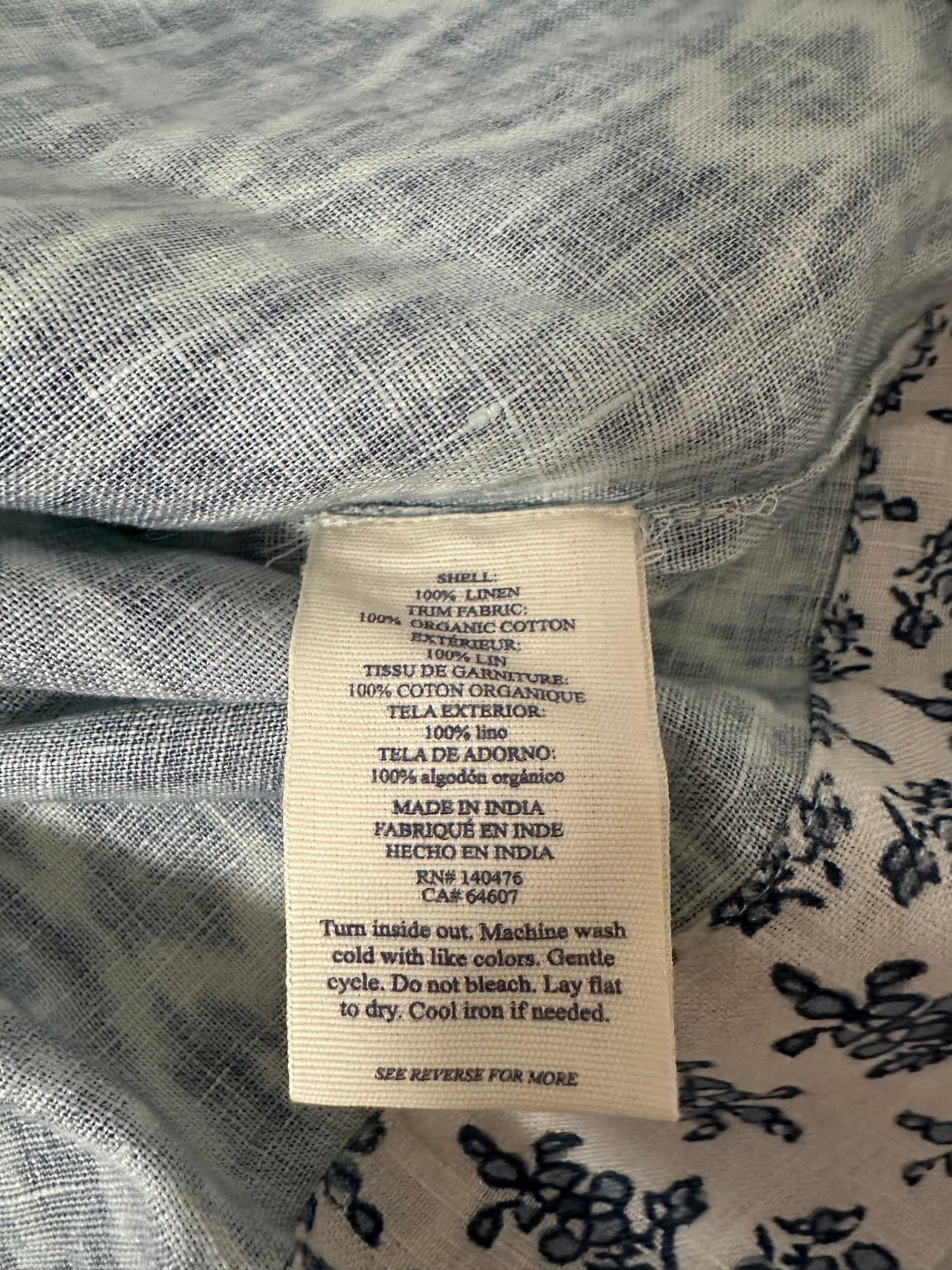 NWT Faherty Macey Blue and White Sleeveless Linen Dress | Size XL