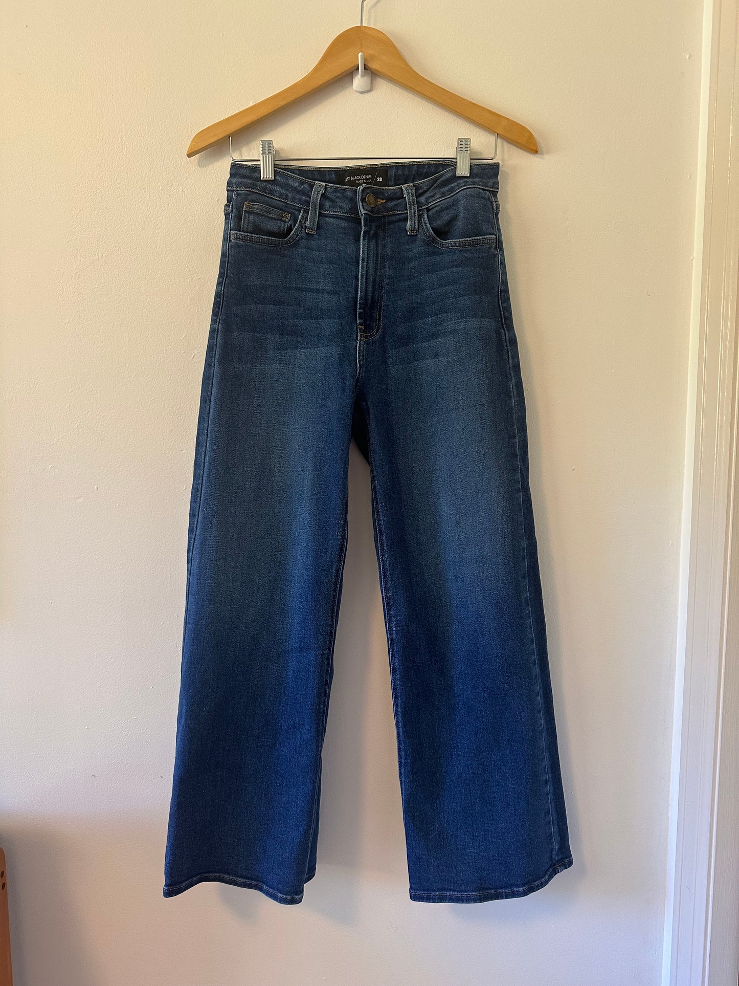 Just Black Dark Blue Wide Leg Stretch Jeans | Size 28