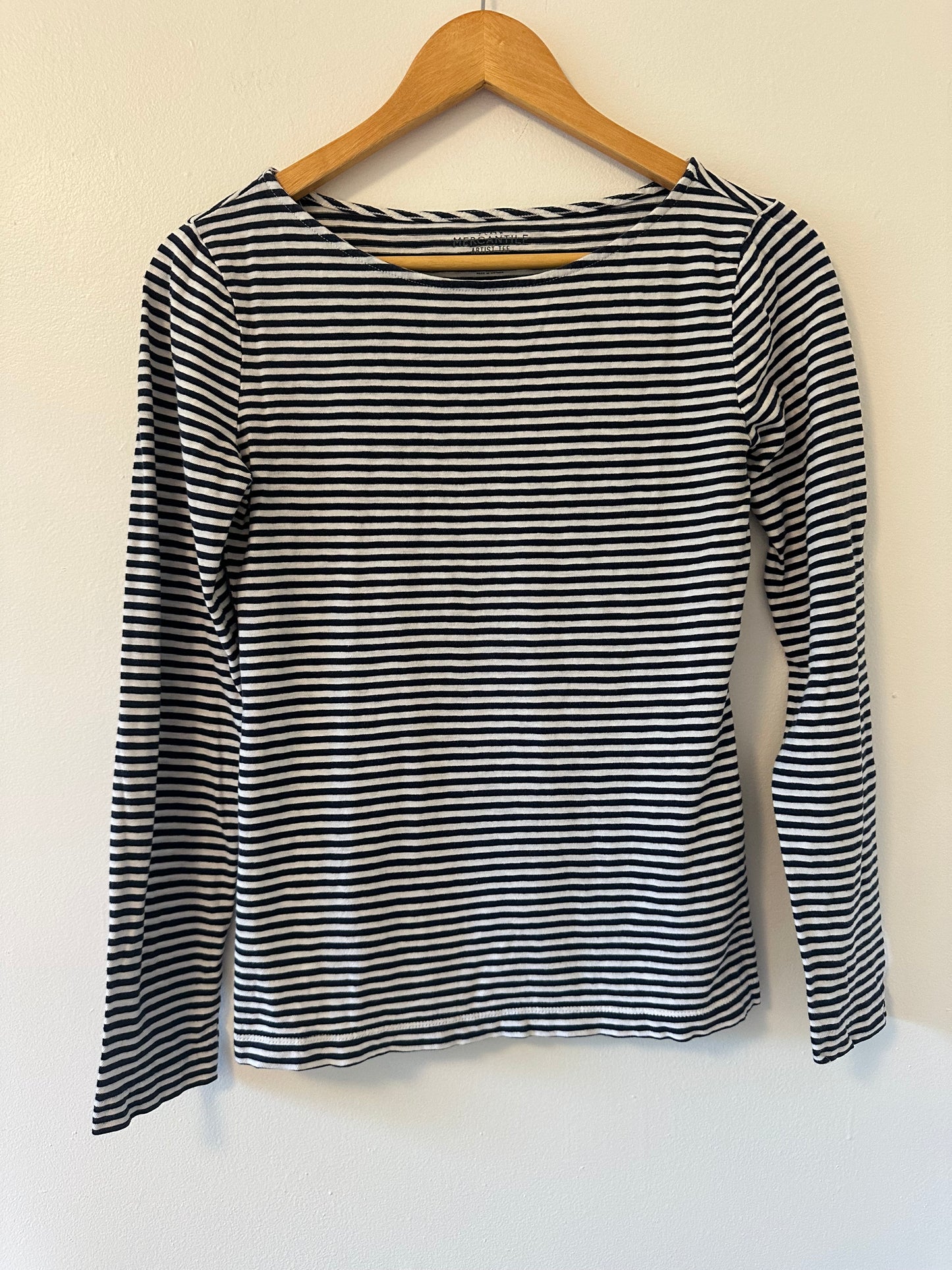 J.CREW Women's Striped Long Sleeve Boatneck T-Shirt Size Small
