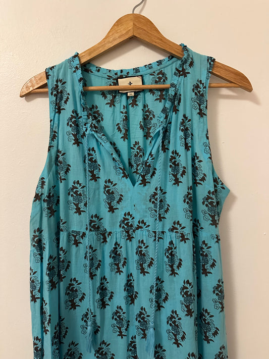 Tuckernuck Tropical Turquoise Bouquet Salty Paloma Sleeveless Caftan Dress | Size XL