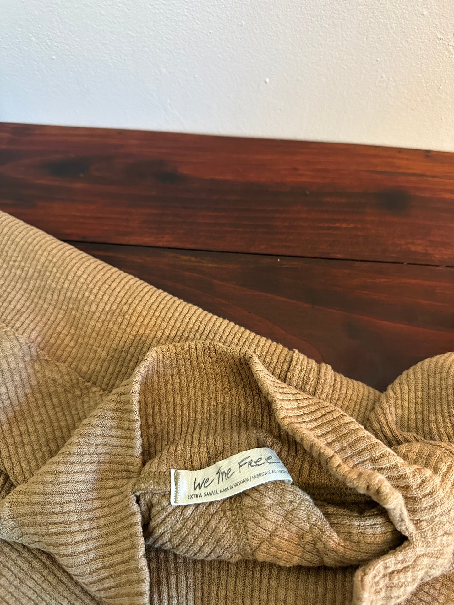 Free People We The Free Casey Ribbed Mock-Neck Tunic in Tiger Eye Size XS