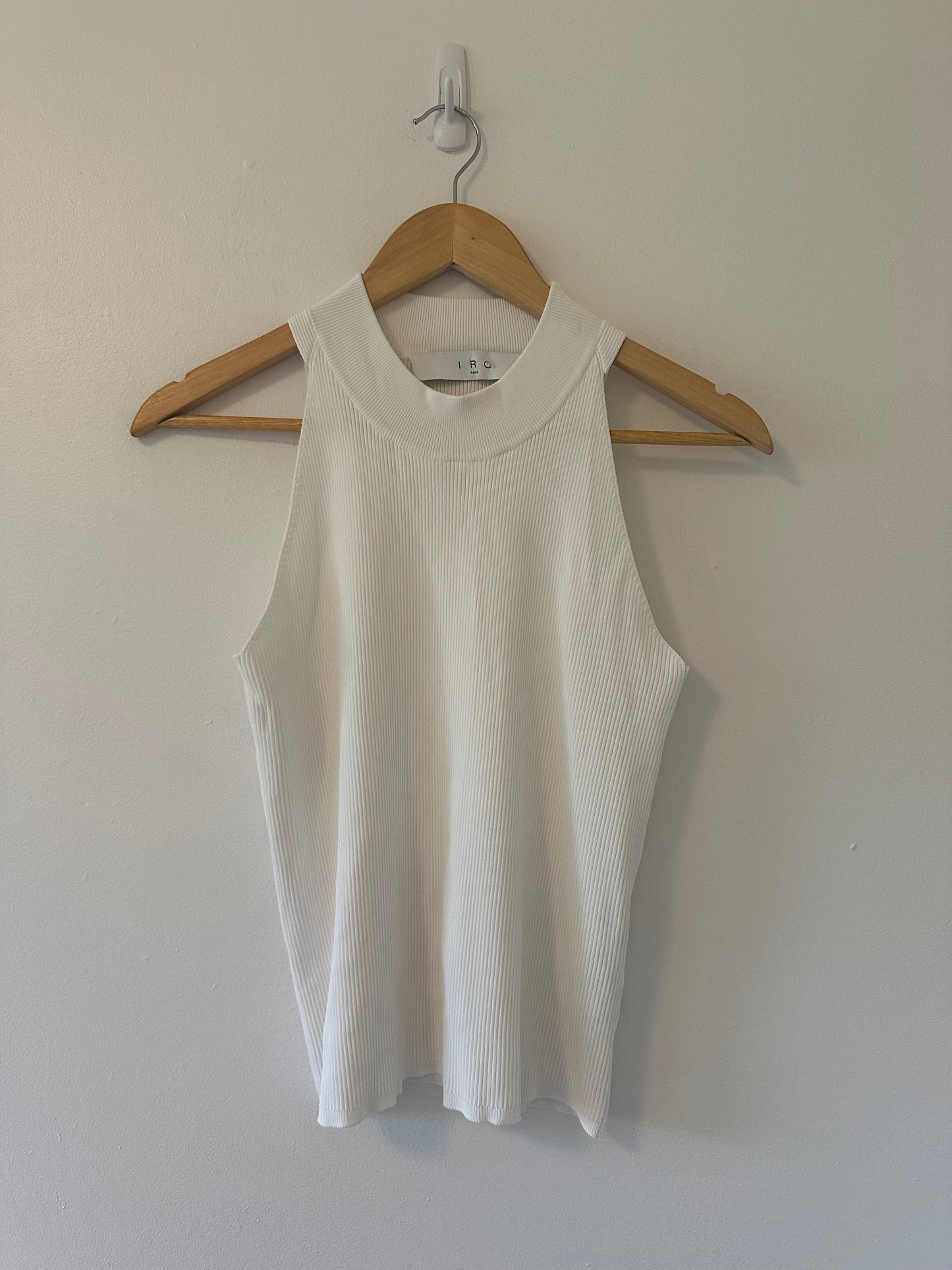 IRO Paris Alexia White Ribbed Sleeveless Top - Size XL