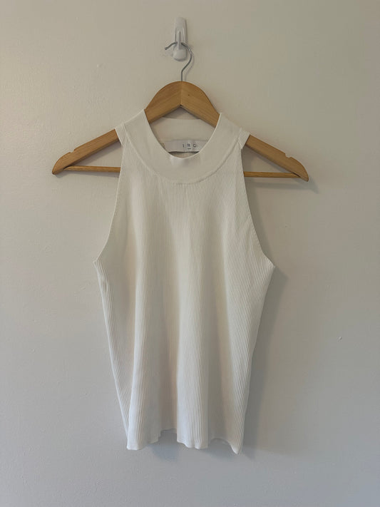 IRO Paris Alexia White Ribbed Sleeveless Top - Size XL
