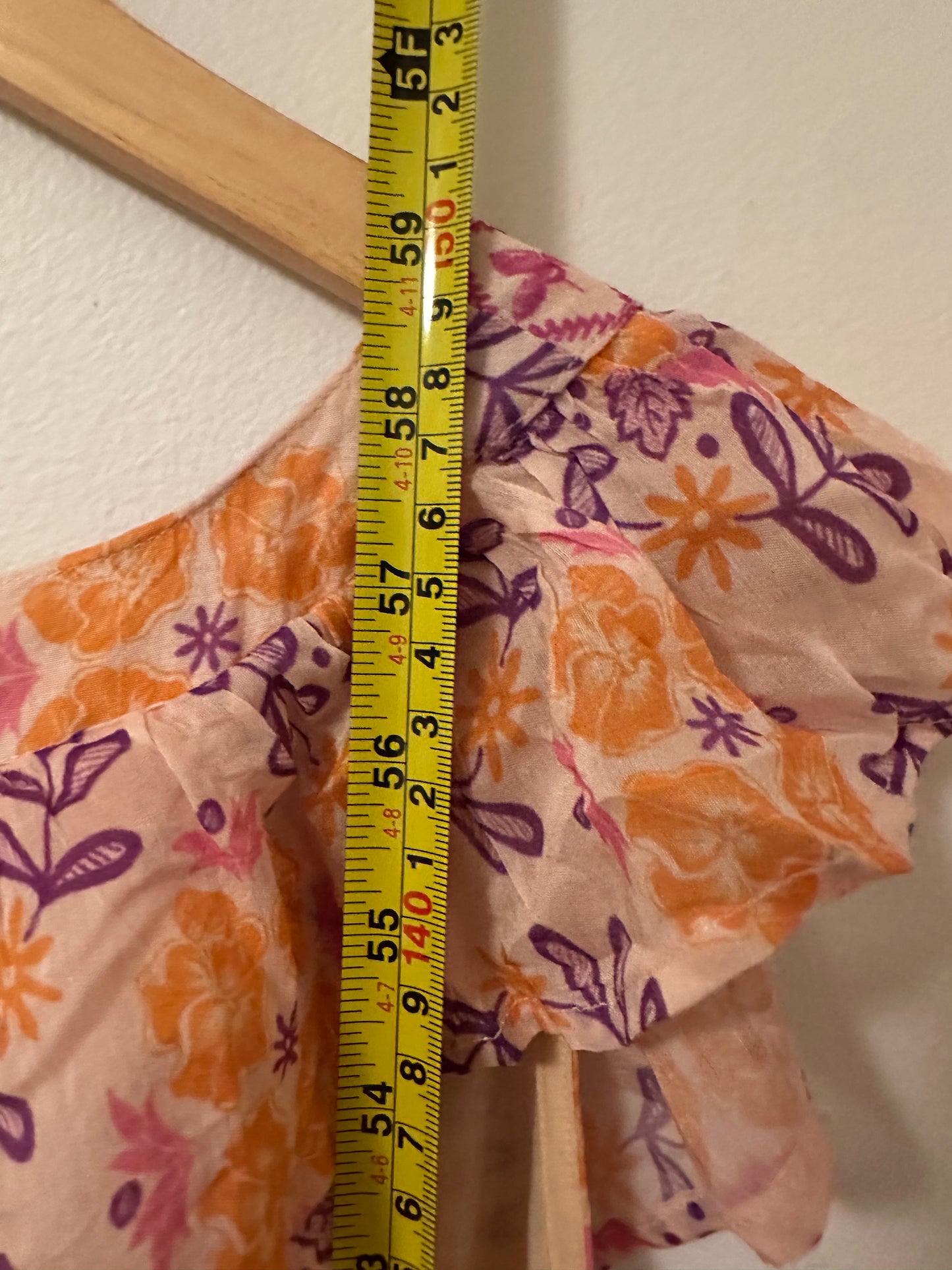 Oliphant Ruffle V-Neck Purple and Orange Floral Maxi Dress | Size 2XL