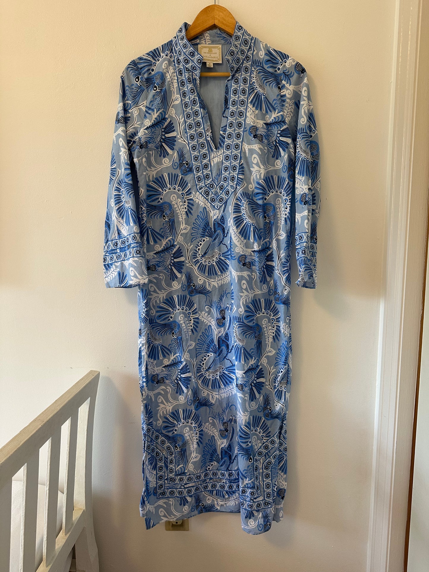 Sail to Sable CK Bradley Kaftan Dress in Peacock Paisley Blue - Size Medium