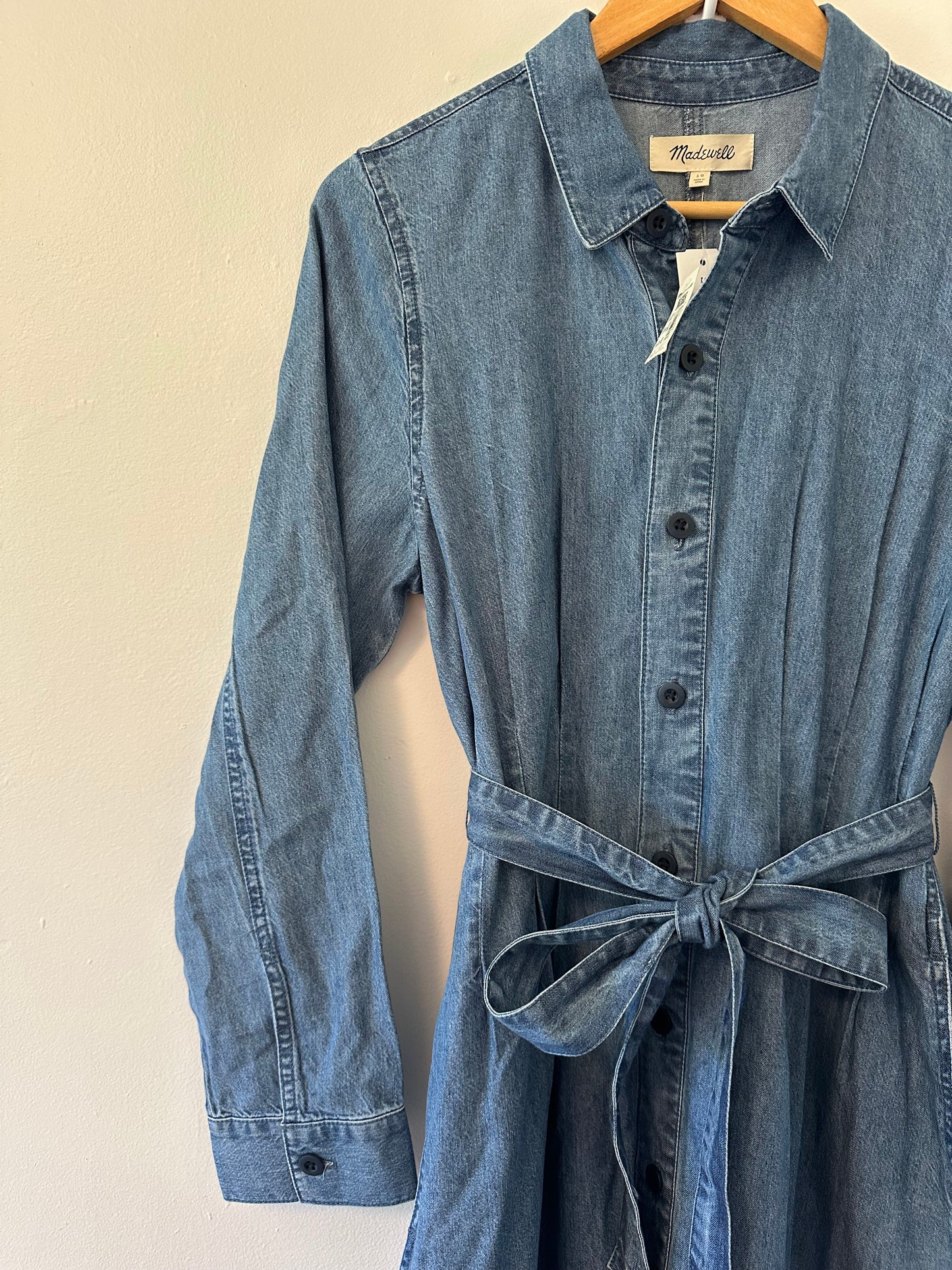 NWT Madewell Tie-Waist Shirtdress: TENCEL™ Denim Edition - Size 10