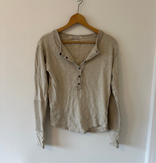 We The Free Phoebe Henley in Oatmeal - Size Small