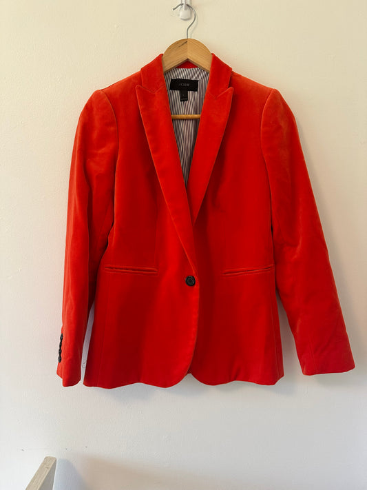 J. Crew Women's Orange Velvet Blazer Size 2