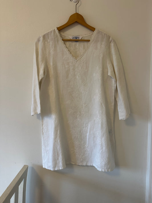 April Cornell White Embroidered Tunic Size XS