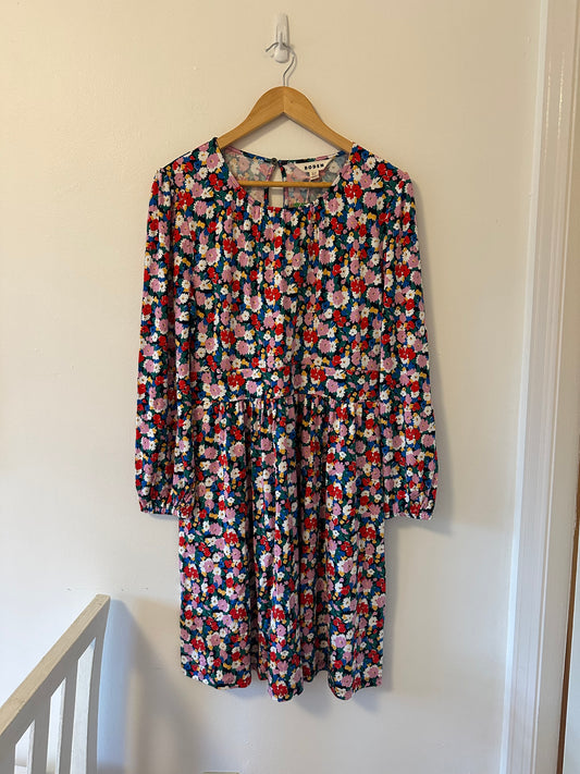 NWT Boden Alexandra Blouson Jersey Dress in Multi, Painterly Meadow - Size 12P