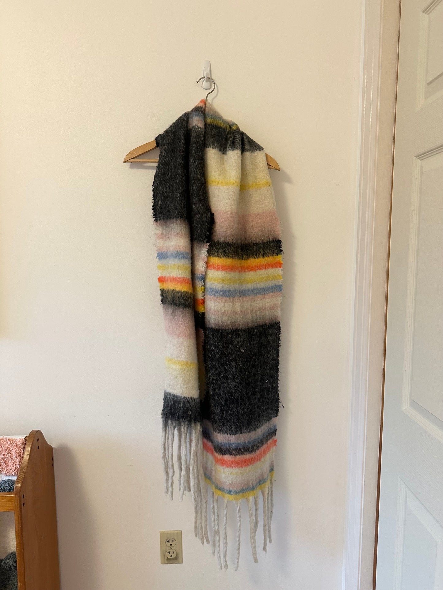 Free People Skye Striped Multicolor Scarf with Fringe