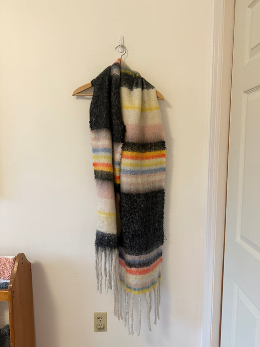 Free People Skye Striped Multicolor Scarf with Fringe