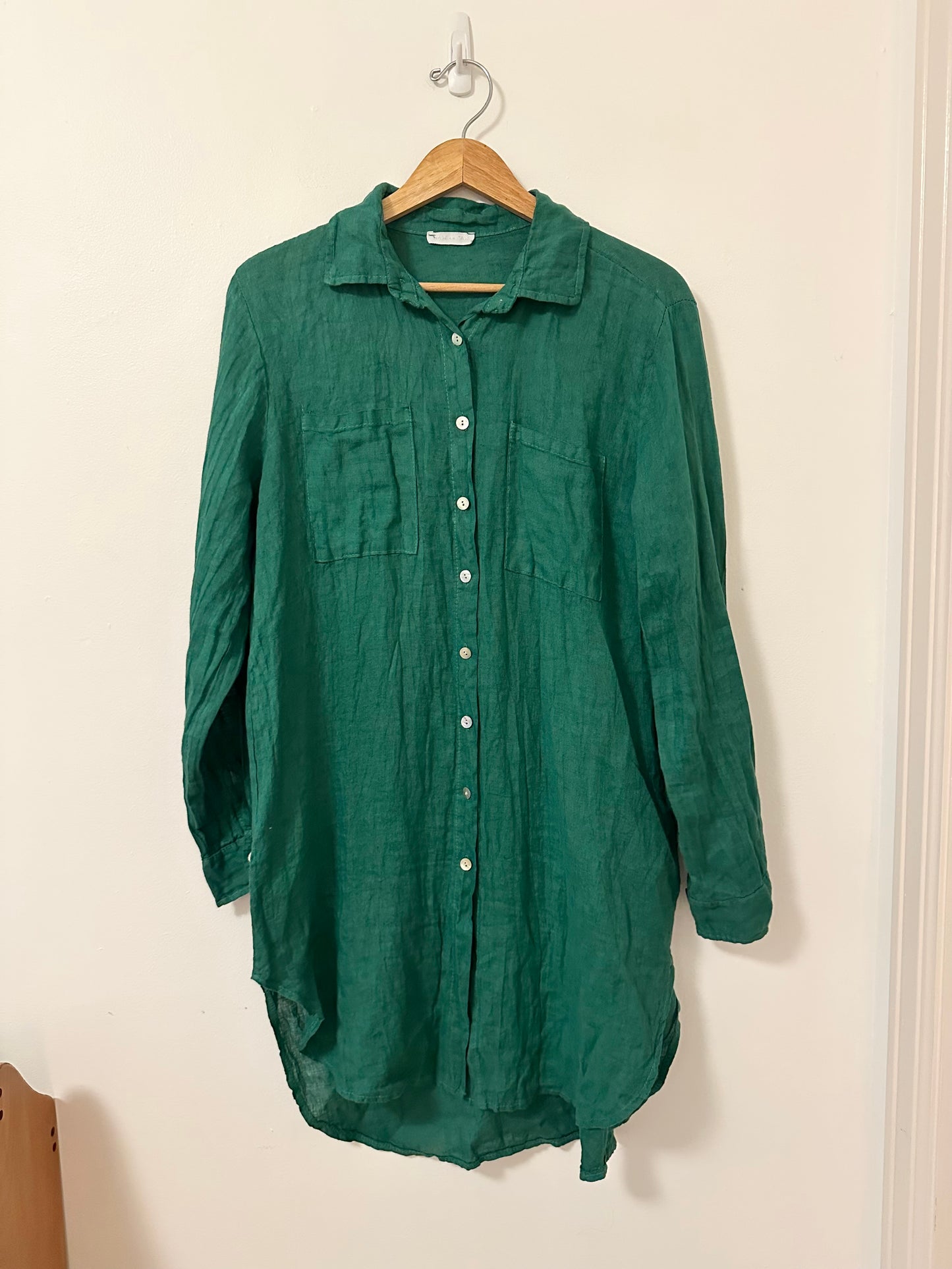 Made In Italy Oversized Linen Tunic Shirt Dress | Size Medium