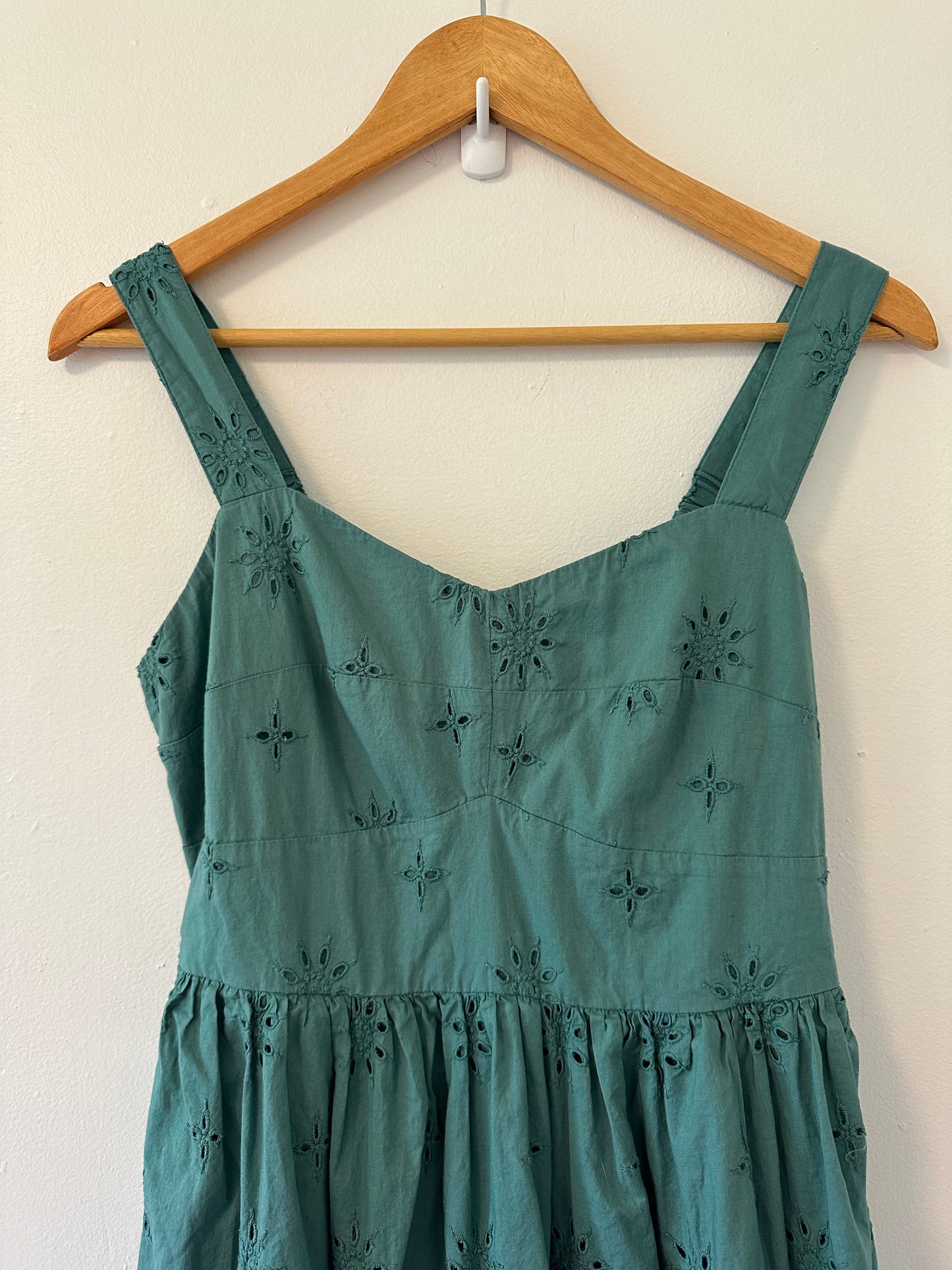 J. Crew Eyelet Midi Dress in Teal - Size 6