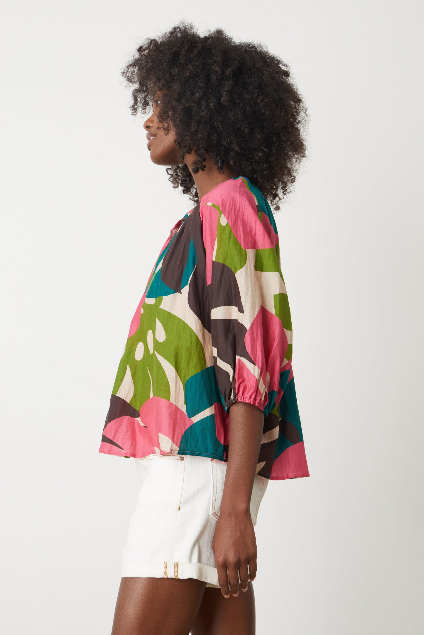 Velvet by Graham & Spencer Ariel Blouse in Pink and Green | Size Small