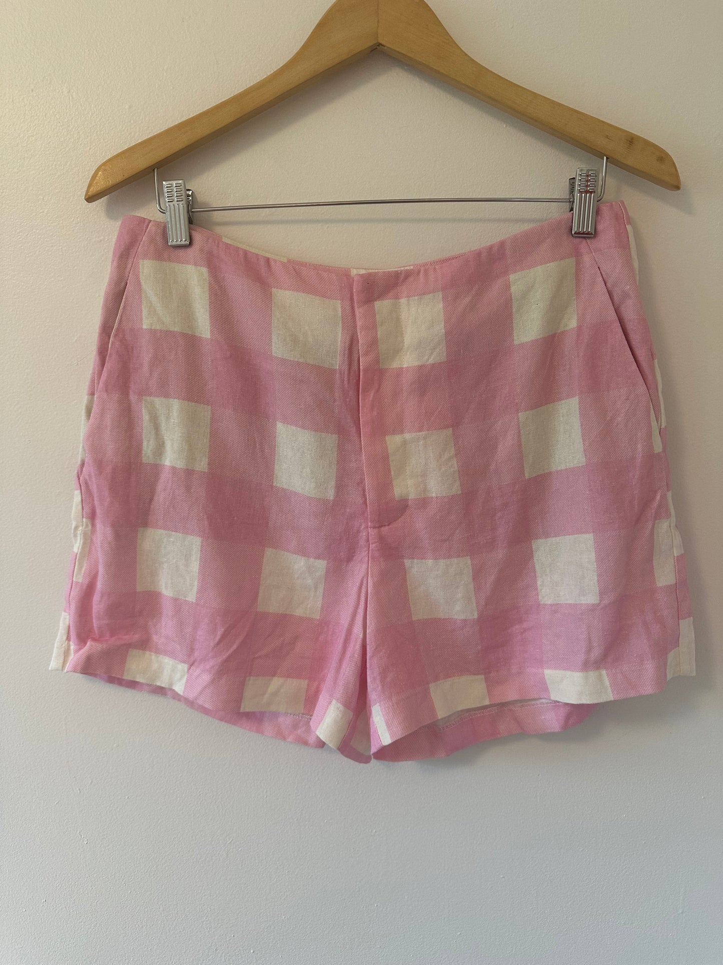 Sanctuary New Sunday Shorts in Pink and White Check - Size 28
