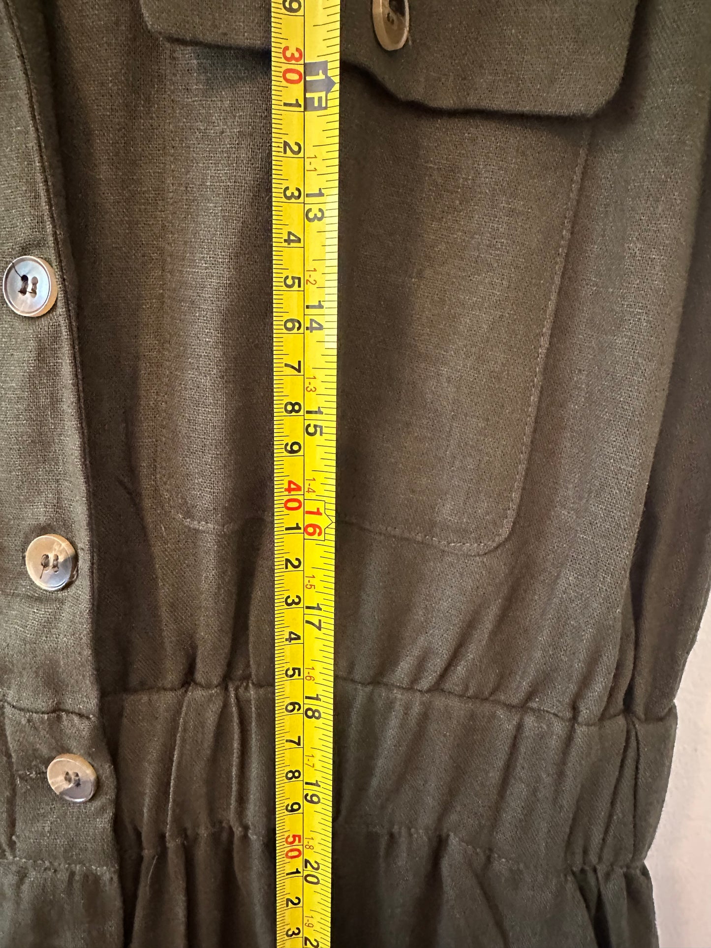 NWT Zara Olive Green Sleeveless Linen Jumpsuit Size Small