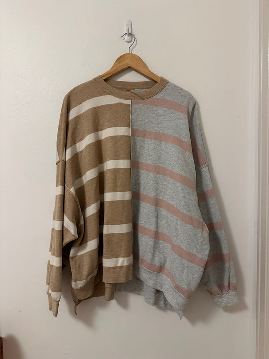 Free People Uptown Stripe Oversized Pullover Sweater | Size Small