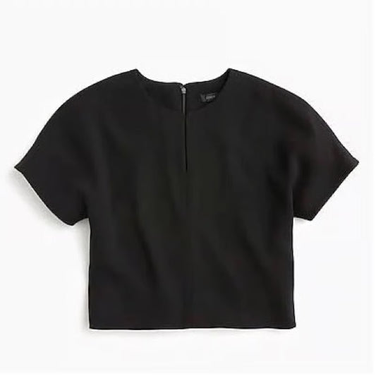 NWT J. Crew 365 Crepe Boxy Crop Blouse in Black - Size 10