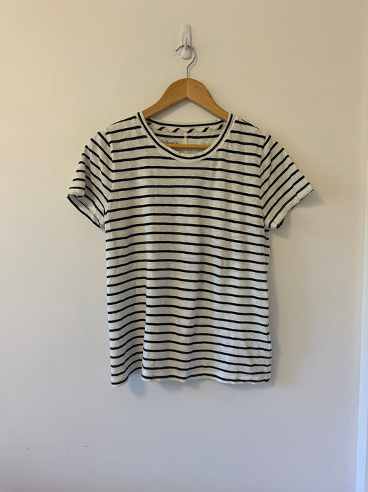 J. Crew - Vintage Slub Black and White Striped Short Sleeve Tee | Size Small