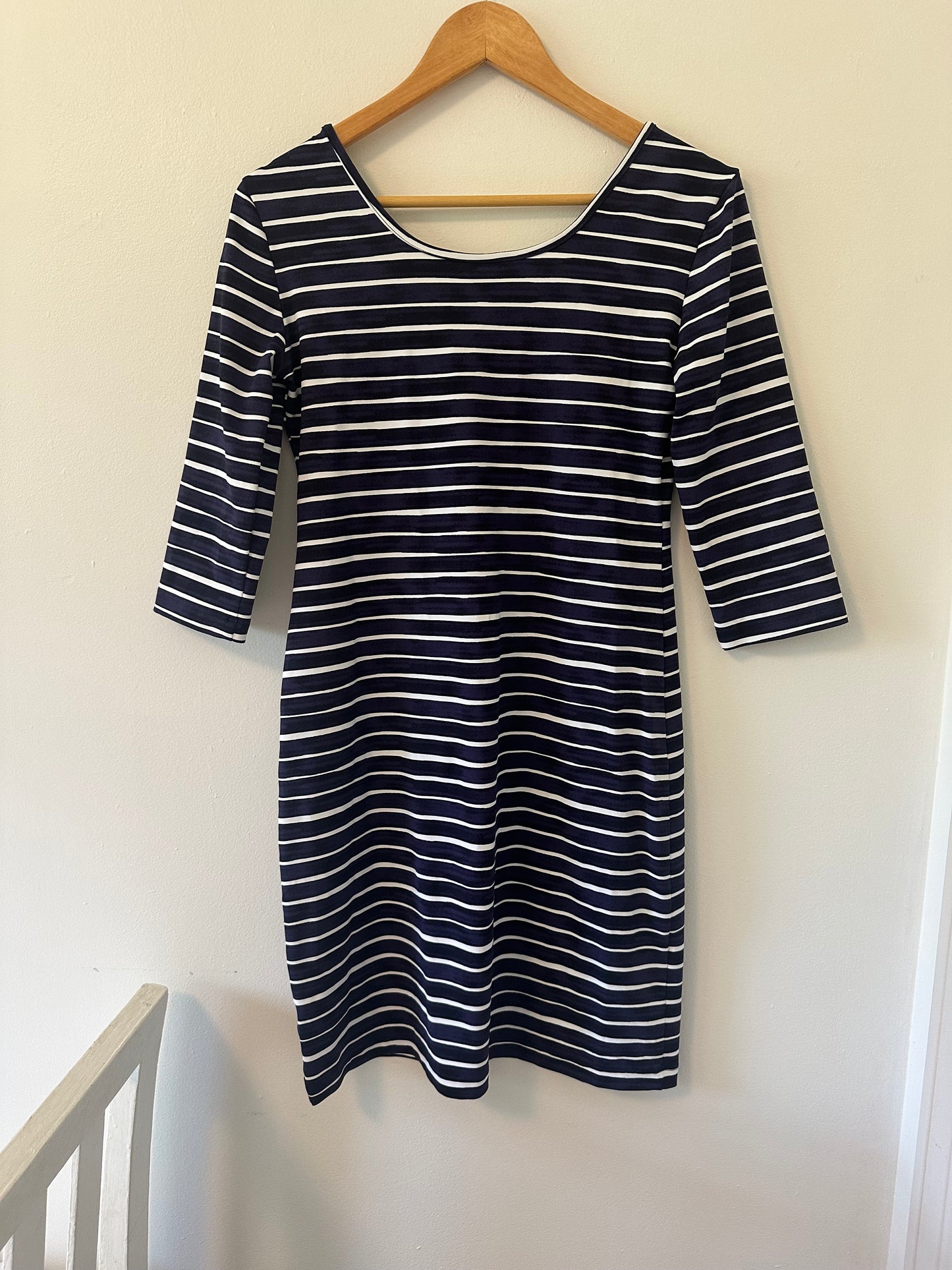Persifor Navy and White Striped Dress -Size Medium