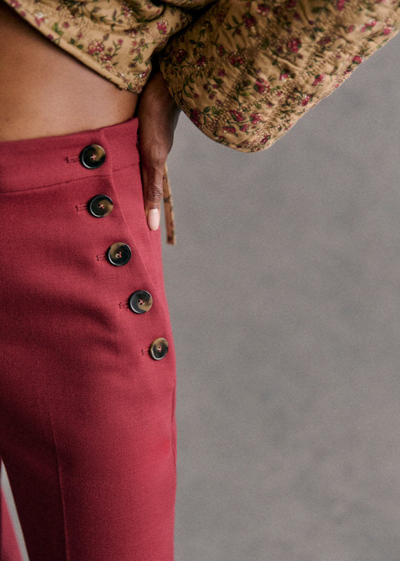 Sezane Marino Trousers in Burgundy - Size 40