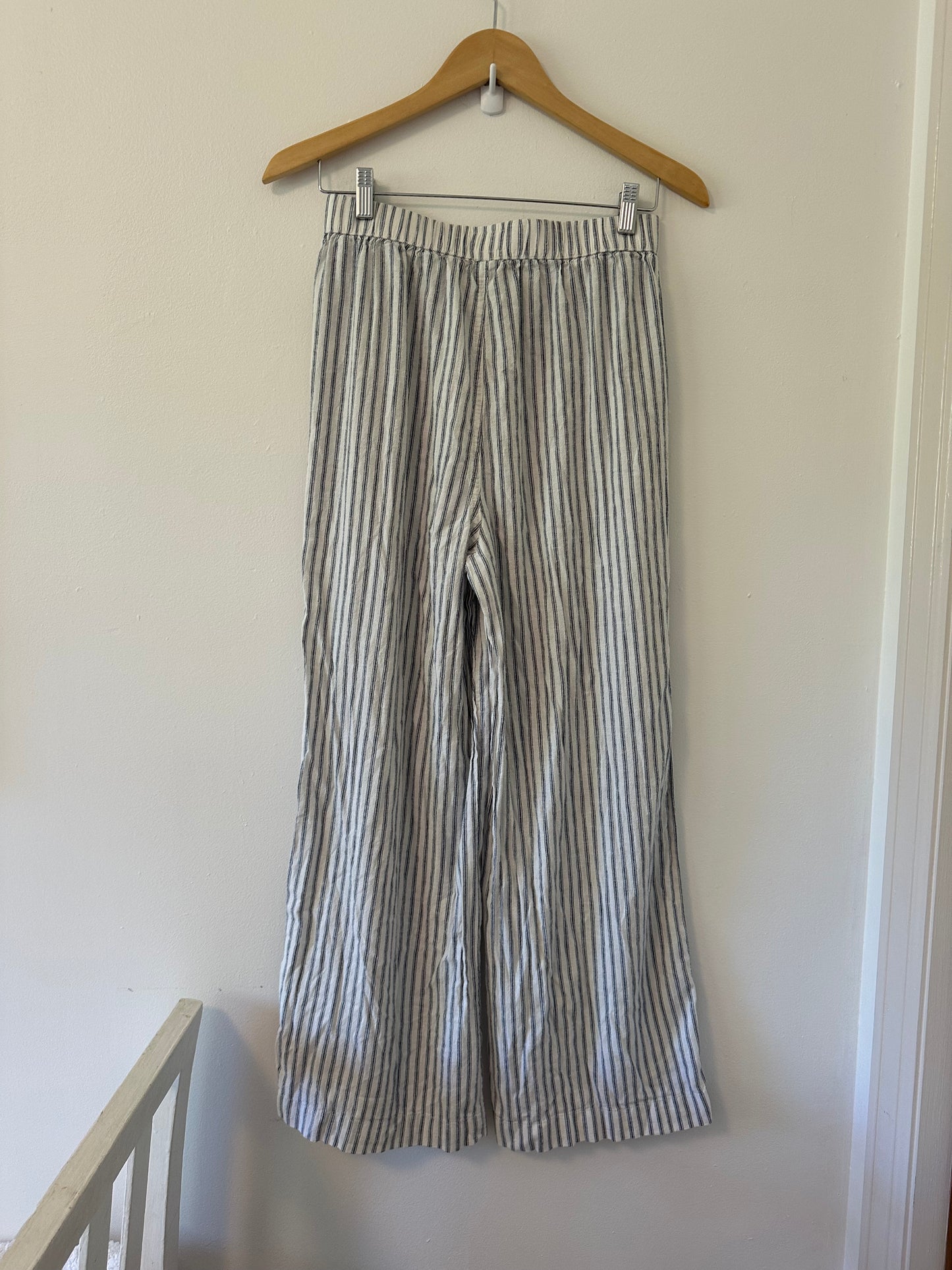 Marine Layer Allison Stripe Pull-On Wide Leg Hemp Blend Pants - Size Small