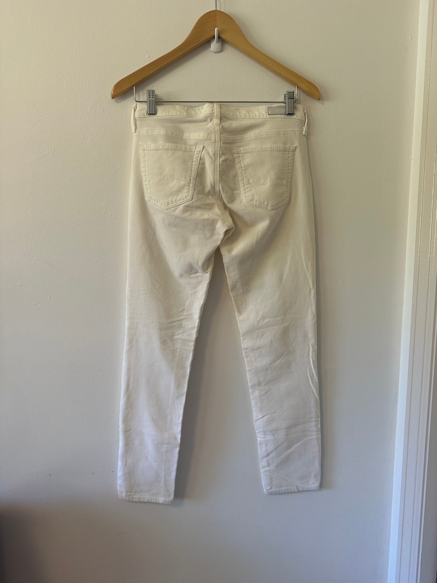 AG Adriano Goldschmied Stevie Ankle White Corduroy Jeans | Size 27