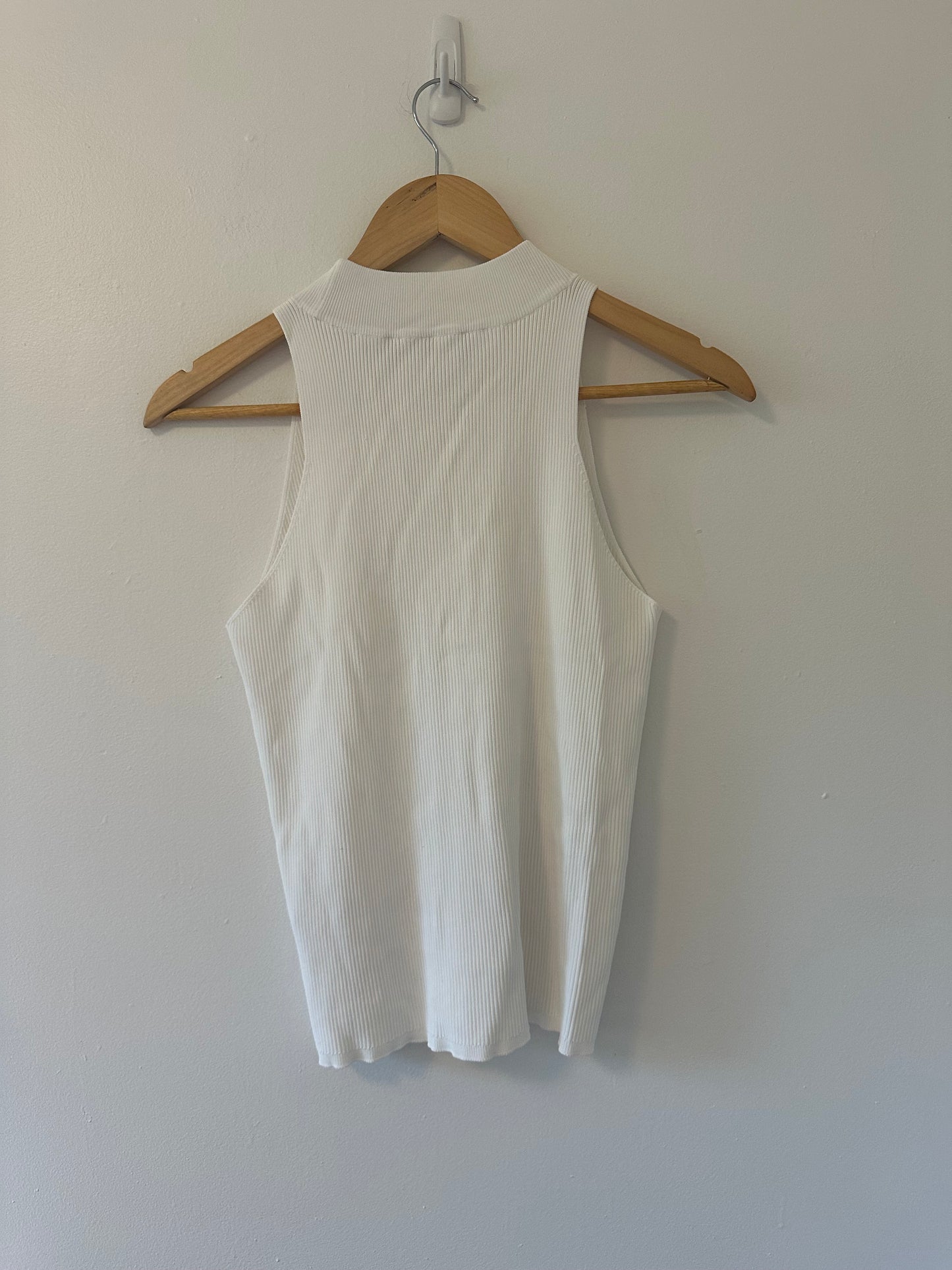 IRO Paris Alexia White Ribbed Sleeveless Top - Size XL