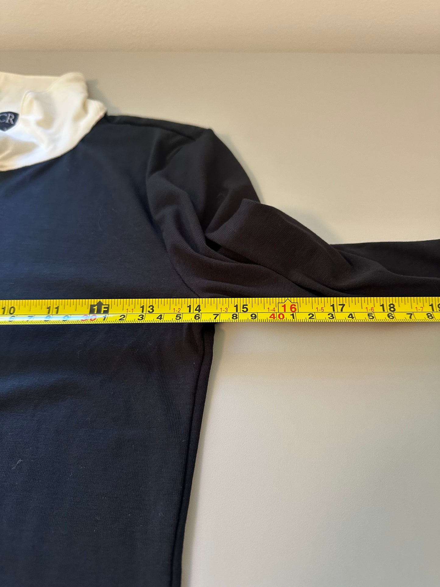 J.Crew Refined Rib Black and White Long Sleeve Polo Shirt | Size Small