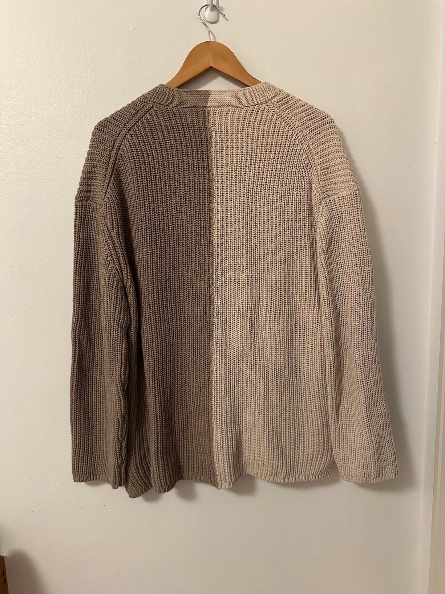 John + Jenn Beige and Tan Women's Colorblock Cotton Cardigan | Size XL