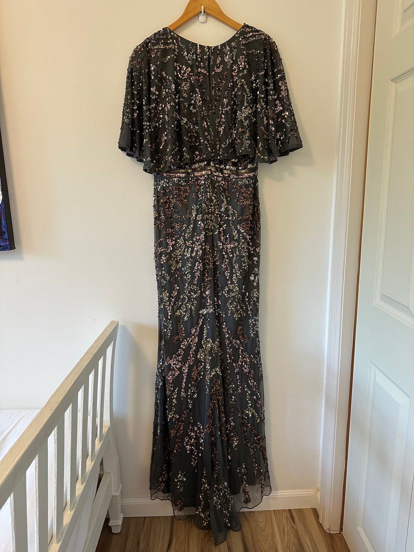 Mac Duggal Embellished Cape Sleeve Gown - Size 10
