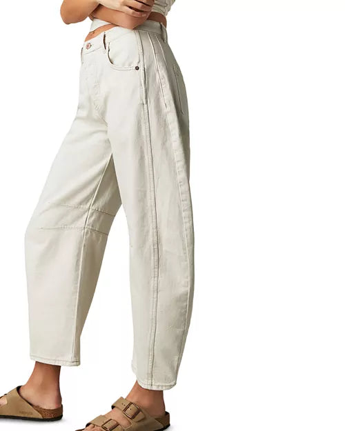 NWT We The Free Good Luck Mid Rise Barrel Jeans in Milk Size 27 Short