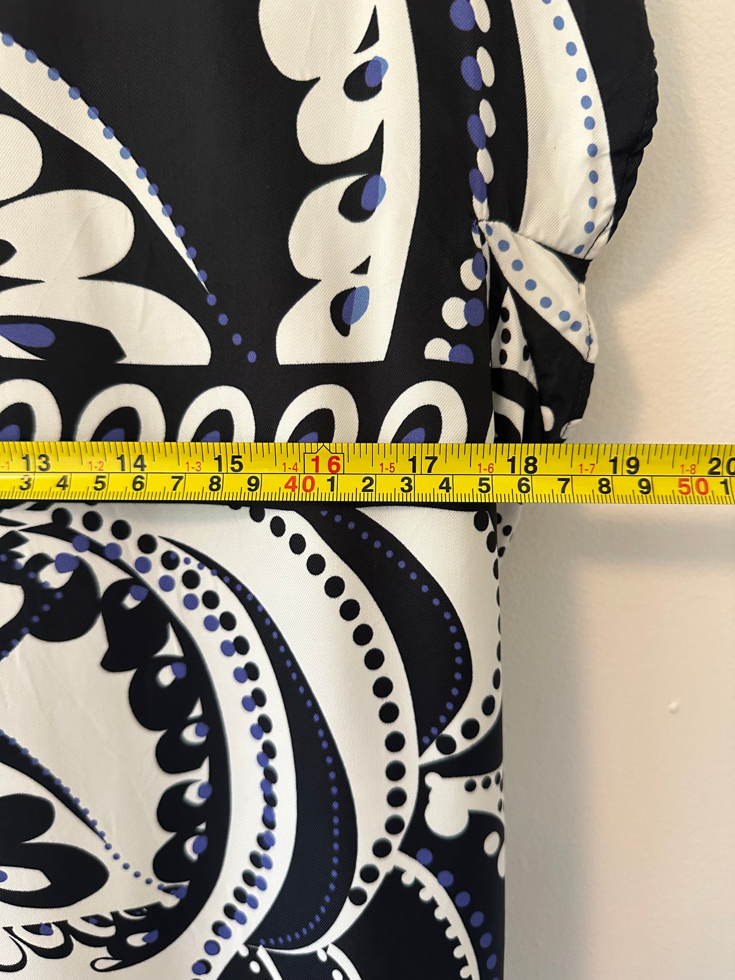 Reiss Freja Scarf Printed Midi Dress in Navy and White | Size 6