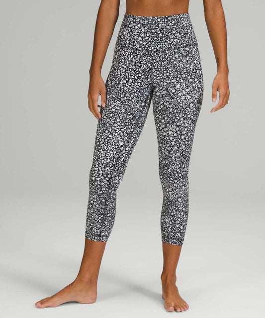 Lululemon Align High-Rise Crop 23" Venture In Floral Alpine White Black | Size 8