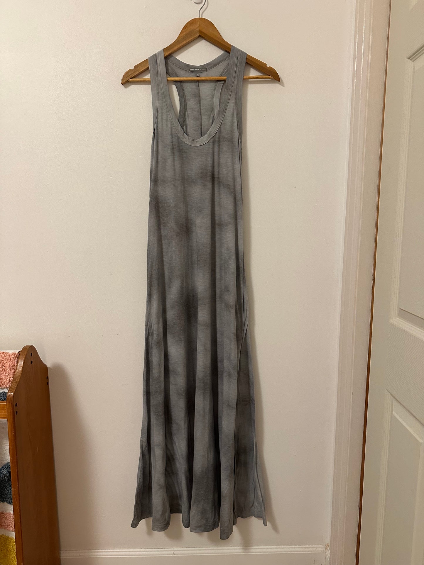 James Perse Gray Racerback Tie-Dye Maxi Dress | Size Small