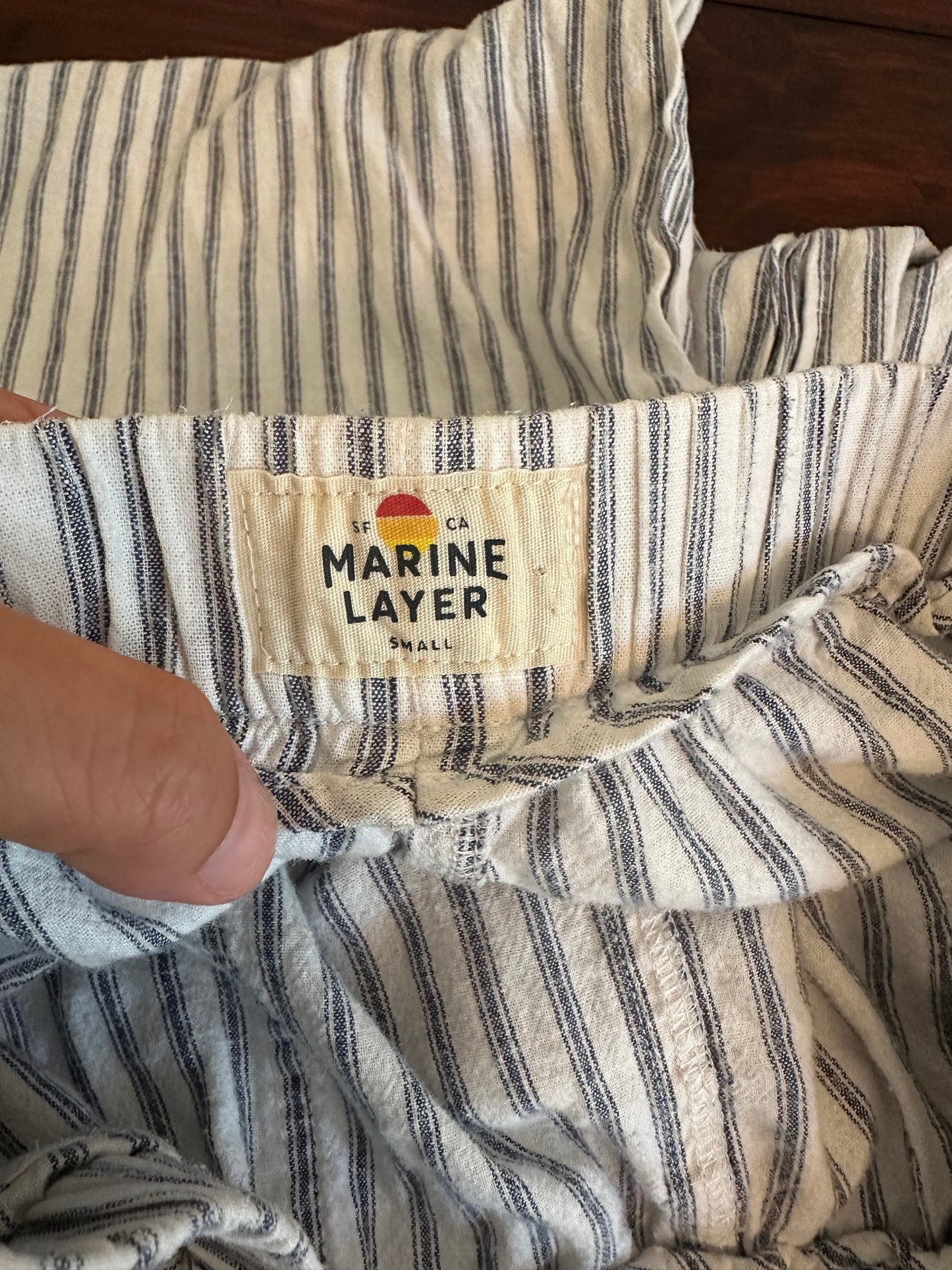 Marine Layer Allison Stripe Pull-On Wide Leg Hemp Blend Pants - Size Small