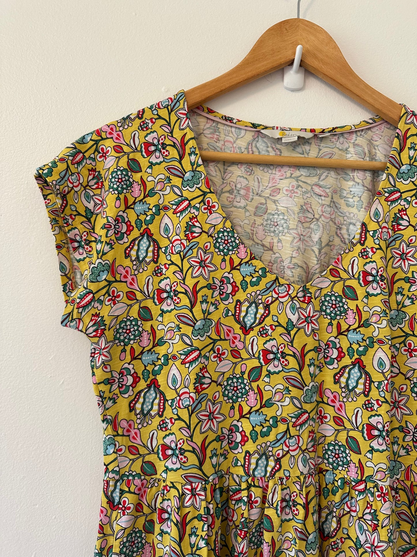 Boden Floral Yellow Floral Dress - Size 8