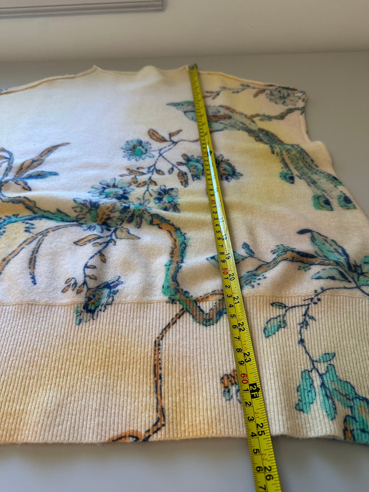 By Anthropologie Cashmere Floral Printed Sweater | Size Large