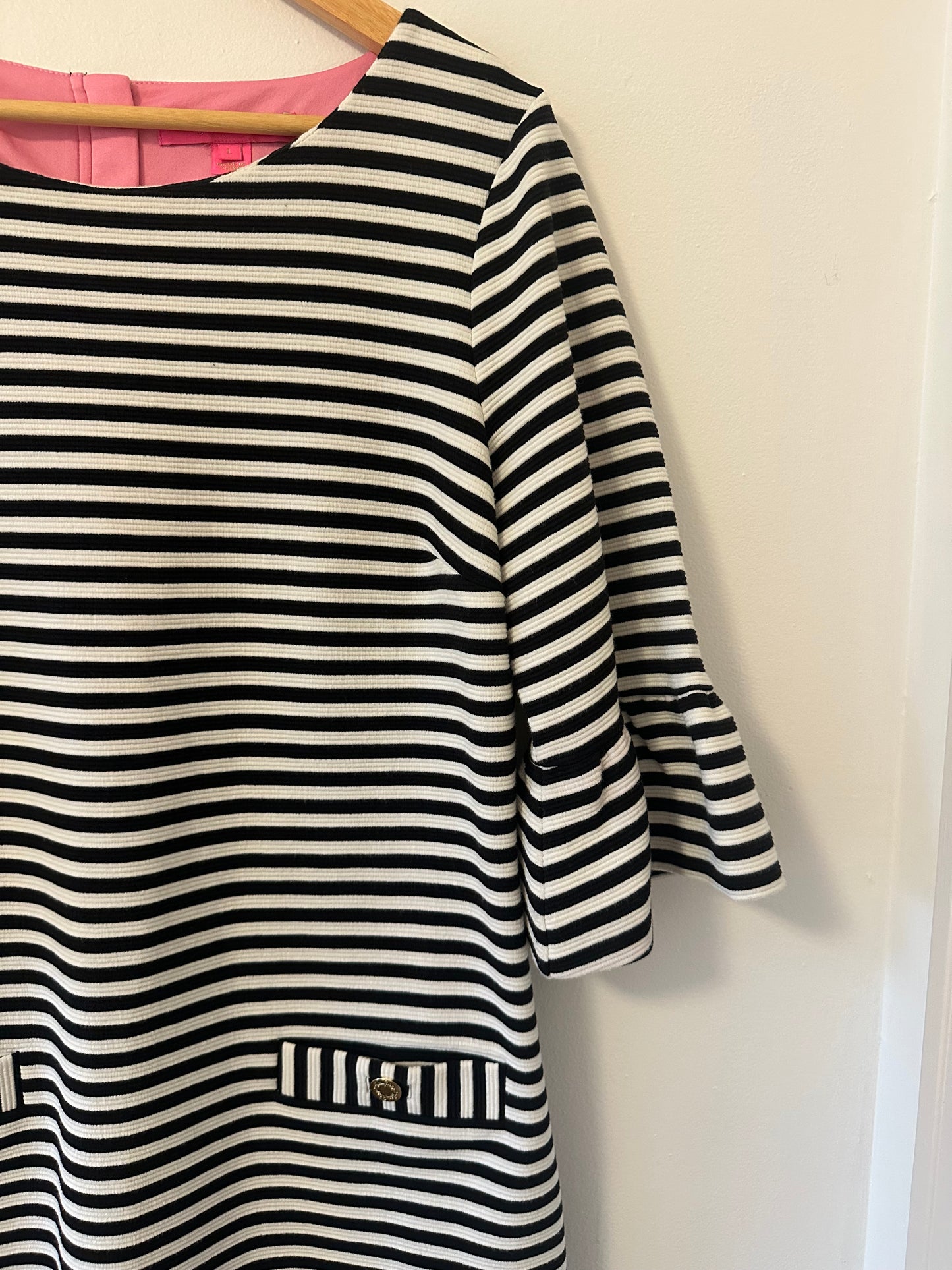 Lilly Pulitzer Alden Striped Black and White Dress - Size Large