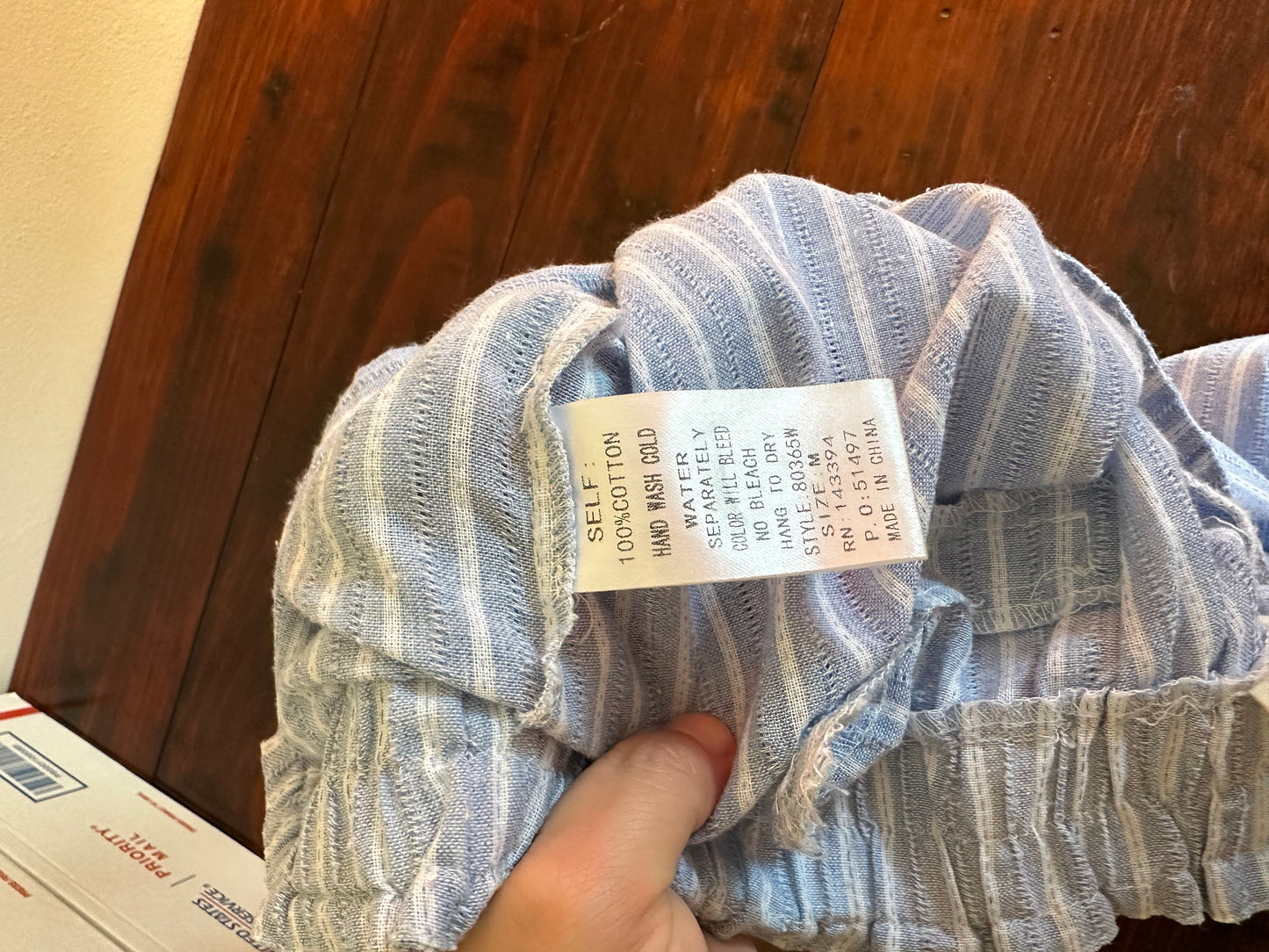 Cotton Bleu Striped Pants Size Medium