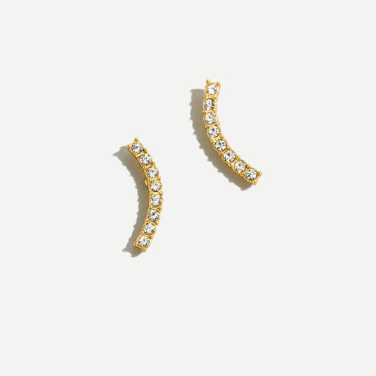 New J. Crew Mini Stone Climber Gold Curve Earrings