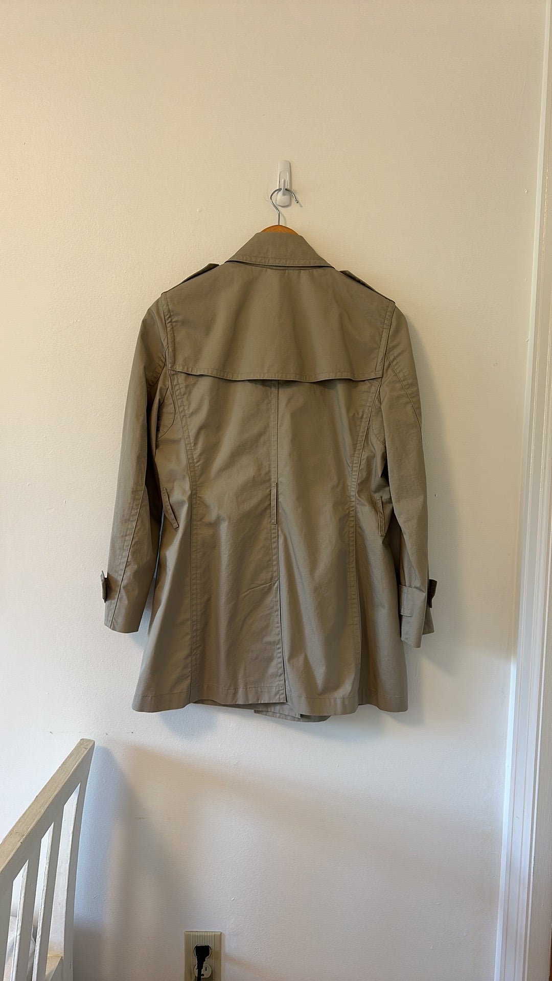 Burberry Brit Classic Tan Double-Breasted Cotton Women's Trench Coat Size 8